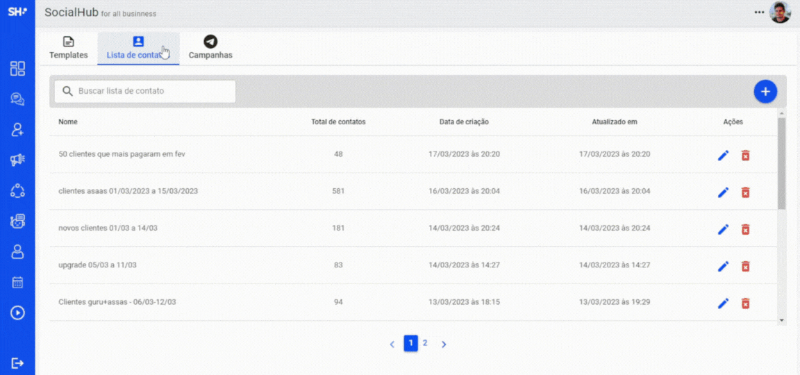 lista de contatos 2 - Socialhub - Para todos os Negócios